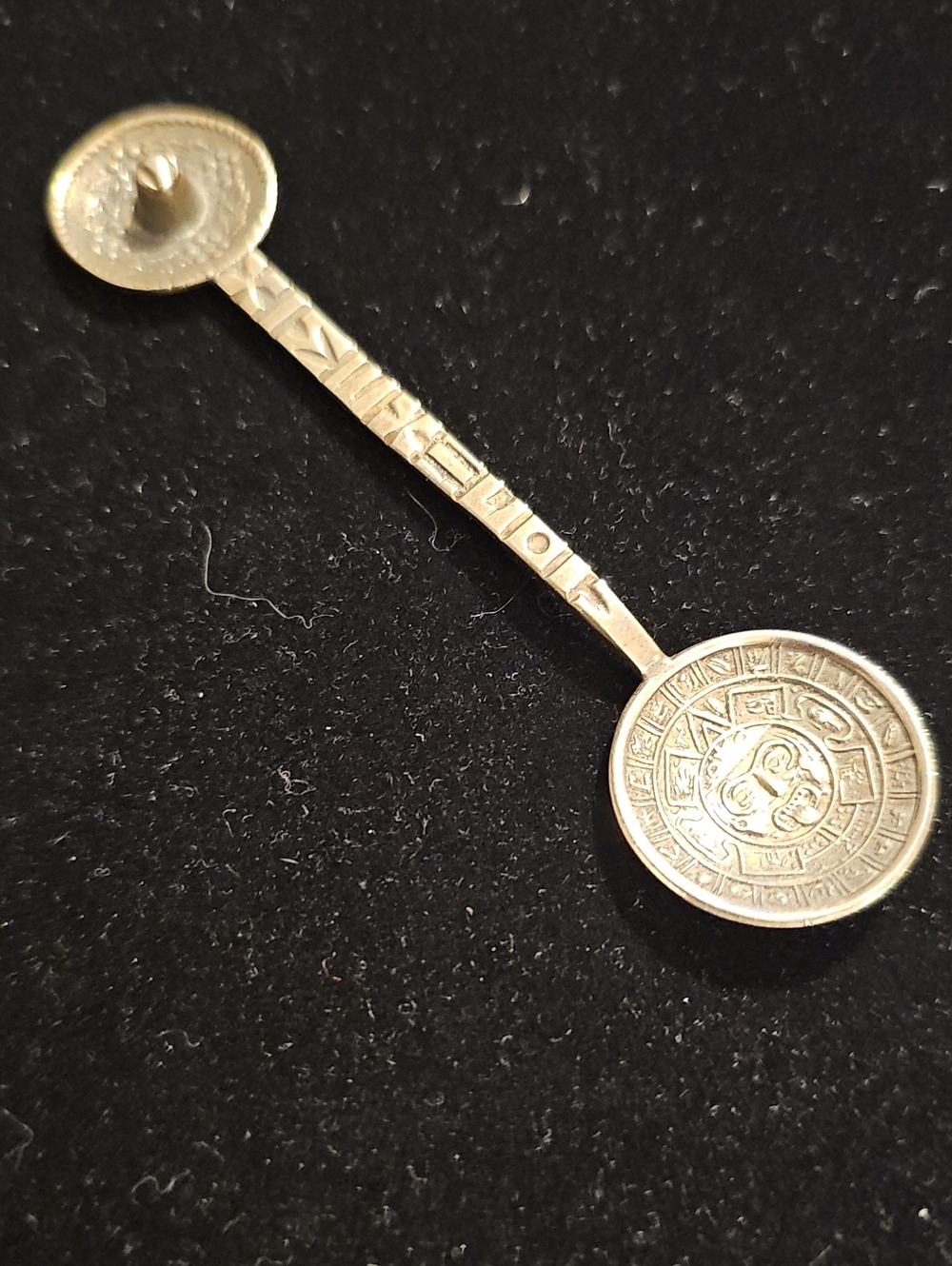 Vintage Alpaca Mexico Aztec Sun Calendar Sombrero Spoon Womens OS Silver Size OS
